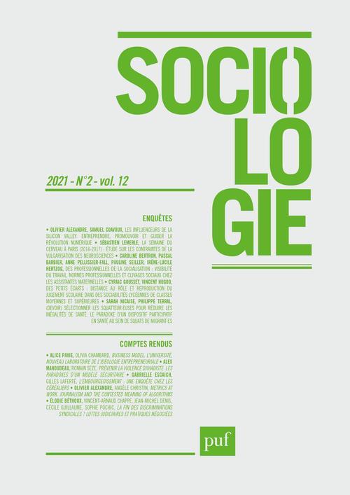 Vente Livre :                                    REVUE SOCIOLOGIE N.2 (édition 2021)
- Revue Sociologie                                     