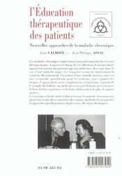 L'éducation thérapeutique des patients ; nouvelles approches de la maladie chronique (2e édition) - 4ème de couverture - Format classique