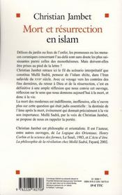 Mort et résurrection en Islam ; l'au-delà chez Mullâ Sadrâ - 4ème de couverture - Format classique