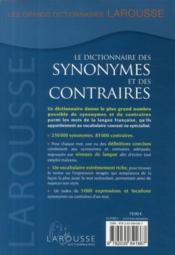 Le dictionnaires des synonymes et des contraires - 4ème de couverture - Format classique