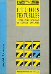 Études textuelles ; littérature moderne de langue anglaise - Couverture - Format classique