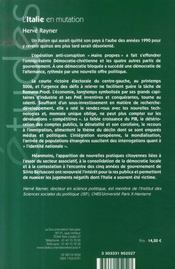 L'italie en mutation - 4ème de couverture - Format classique