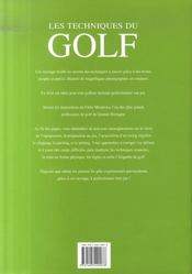 Les techniques du golf - 4ème de couverture - Format classique