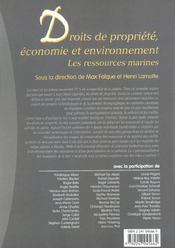 Droits de propriete, economie et environnement. les ressources marines - 4ème de couverture - Format classique