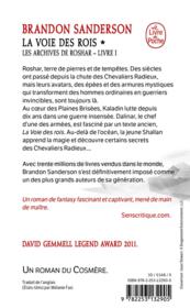 Les archives de Roshar t.1 : la voie des rois t.1 - 4ème de couverture - Format classique