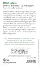 Histoire de Mme de La Pommeraye ; sur les femmes - 4ème de couverture - Format classique