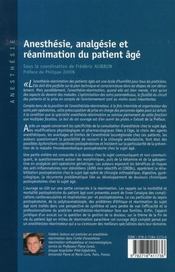 Anesthesie, analgesie et reanimation du patient age - 4ème de couverture - Format classique