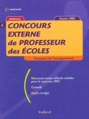 Concours Externe De Professeur Des Ecoles ; Session 2002 - Intérieur - Format classique