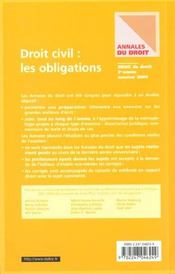 Droit Civil ; Les Obligations ; Deug De Droit 2e Annee Session 2001 ; 1e Edition - 4ème de couverture - Format classique