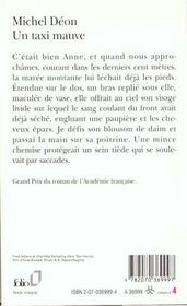 Un taxi mauve - 4ème de couverture - Format classique