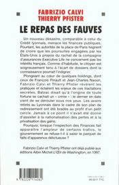 Le repas des fauves - 4ème de couverture - Format classique