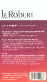 Dictionnaire des synonymes et nuances - 4ème de couverture - Format classique