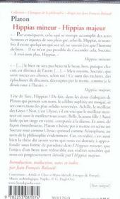 Hippias majeur, hippias mineur - 4ème de couverture - Format classique