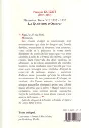 Mémoires t.7 (1832-1837) ; la question d'Orient - 4ème de couverture - Format classique