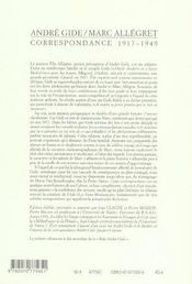 Les Cahiers De La Nrf ; Correspondance ; 1917-1949 - 4ème de couverture - Format classique