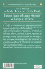 Banques locales et banques régionales en Europe au XX siècle - 4ème de couverture - Format classique