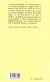 Problèmes de philosophie - 4ème de couverture - Format classique