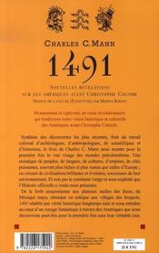 1491; nouvelles révélations sur les Amériques avant Christophe Colomb - 4ème de couverture - Format classique