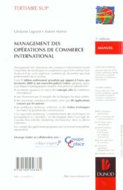 Management Des Operations De Commerce International ; 5e Edition 2001 - 4ème de couverture - Format classique