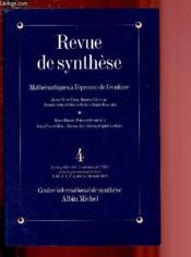 Revue De Synthese N.4 Les Mathematiques A L'Epreuve De L'Ecrit - Couverture - Format classique