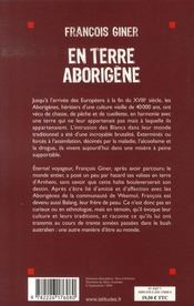 En terre aborigène ; rencontre avec un monde ancien - 4ème de couverture - Format classique