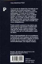Psychopathologie de la vie quotidienne. - 4ème de couverture - Format classique