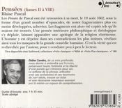 Pensées ; liasses II à VIII - 4ème de couverture - Format classique