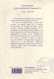 Documents sur le règne de Charles VI t.1 ; années 1380 à 1399 - 4ème de couverture - Format classique