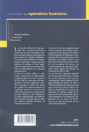 Code pratique des operations funeraires - pompes funebres, cimetieres, concessions (3e édition) - 4ème de couverture - Format classique