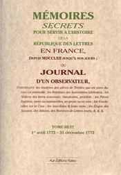 Mémoires secrets ou journal d'un observateur t.8 1775 - Couverture - Format classique