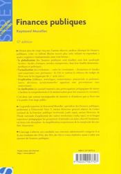 Finances Publiques ; 12e Edition - 4ème de couverture - Format classique