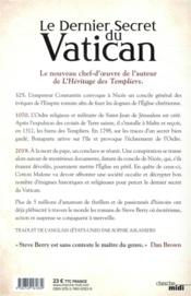 Le dernier secret du Vatican - 4ème de couverture - Format classique