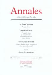 Annales Histoire Sciences Sociales N.59/2 ; Le Don D'Organes ; La Romanisation ; Révolution Et Crédit ; Histoire Des Campagnes - Intérieur - Format classique