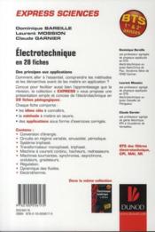 Électrotechnique, sciences appliquées en 28 fiches ; BTS - 4ème de couverture - Format classique