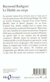Le diable au corps - 4ème de couverture - Format classique