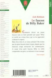 Le faucon de billy baker - 4ème de couverture - Format classique