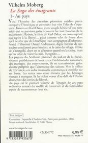 Au pays (La Saga des émigrants, Tome 1) : Au pays - 4ème de couverture - Format classique