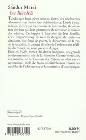 Les revoltes - 4ème de couverture - Format classique