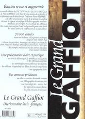 Le grand gaffiot - dictionnaire latin-francais - 4ème de couverture - Format classique