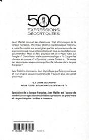 500 expressions populaires décortiquées - 4ème de couverture - Format classique