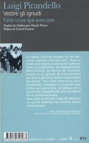 Vêtir ceux qui sont nus / vestire gli ignudi - 4ème de couverture - Format classique