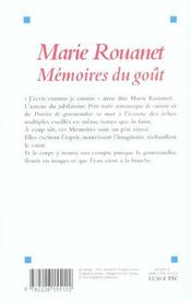 Memoires du gout - 4ème de couverture - Format classique