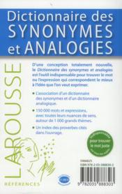 Dictionnaire des synonymes et analogies - 4ème de couverture - Format classique