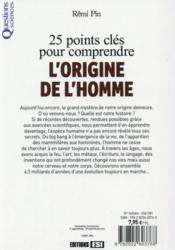 25 points clés pour comprendre l'origine de l'homme - 4ème de couverture - Format classique