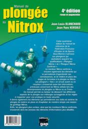 Manuel de plongée au nitrox (4e édition) - 4ème de couverture - Format classique