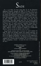 Sade - la terreur dans le boudoir - 4ème de couverture - Format classique