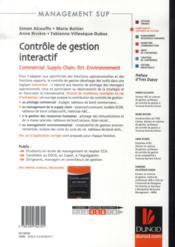 Contrôle de gestion interactif ; commercial, supply chain, RH, environnement - 4ème de couverture - Format classique