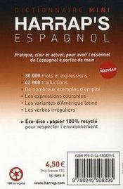 Dictionnaire mini Harrap's ; espagnol-français/français-espagnol - 4ème de couverture - Format classique
