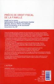 Précis de droit fiscal de la famille - 4ème de couverture - Format classique