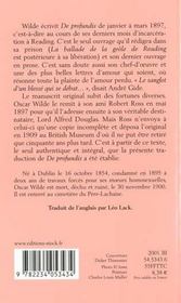 De Profundis - 4ème de couverture - Format classique